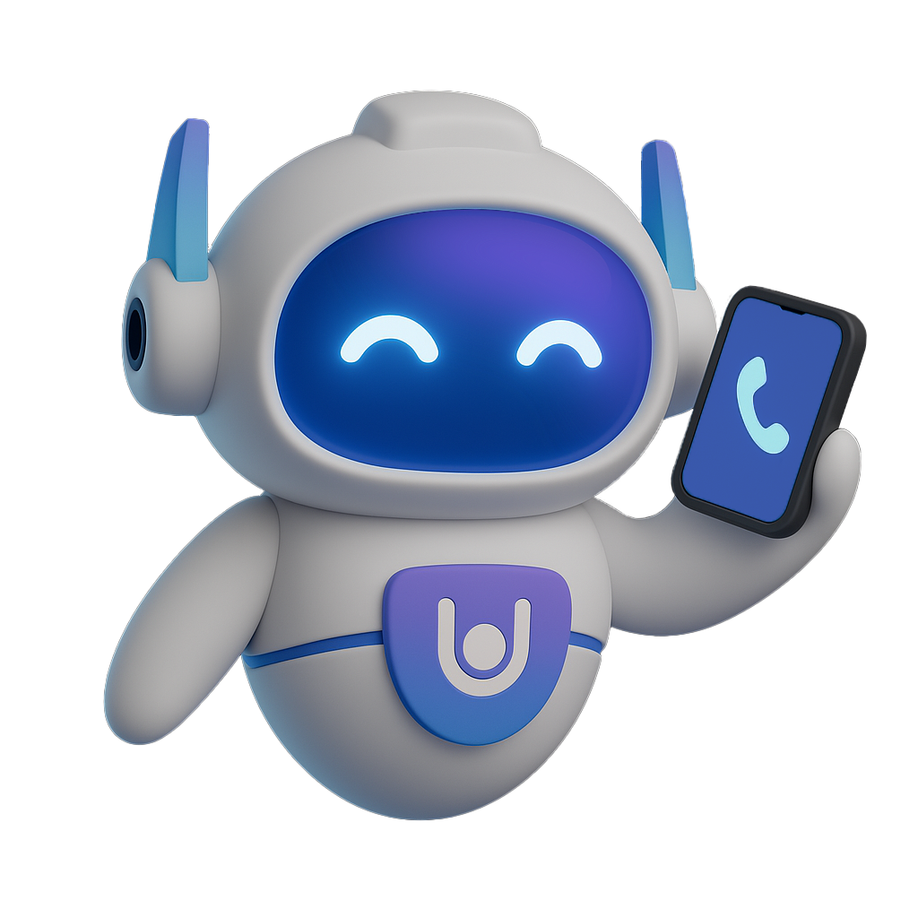 Robot UERP avec un téléphone en main pour appeler