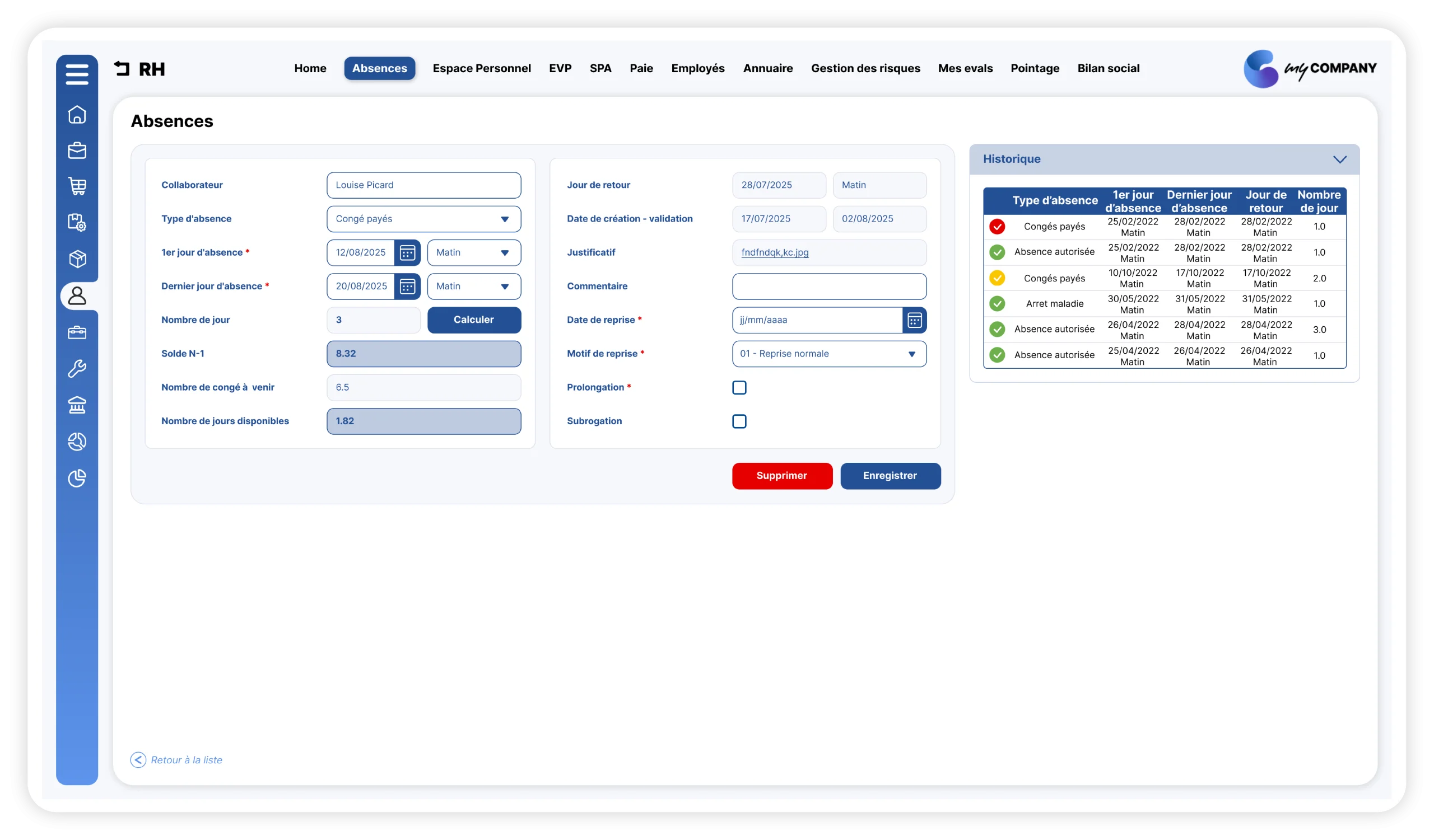 Plateforme UERP pour gérer les absences des employés